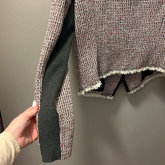 Rebecca Taylor Leather Trim Asymmetrical Zip Moto Blazer Jacket - Picture 4 of 15